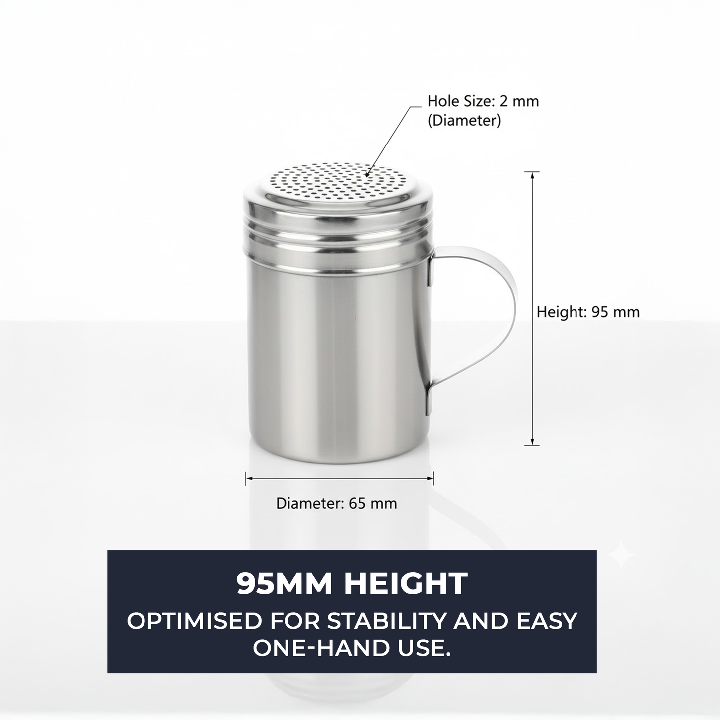 10oz Stainless Steel Flour & Sugar Dredger with Handle and Perforated Lid - Premium Kitchen from Chabrias Ltd - Just £7.99! Shop now at Chabrias Ltd