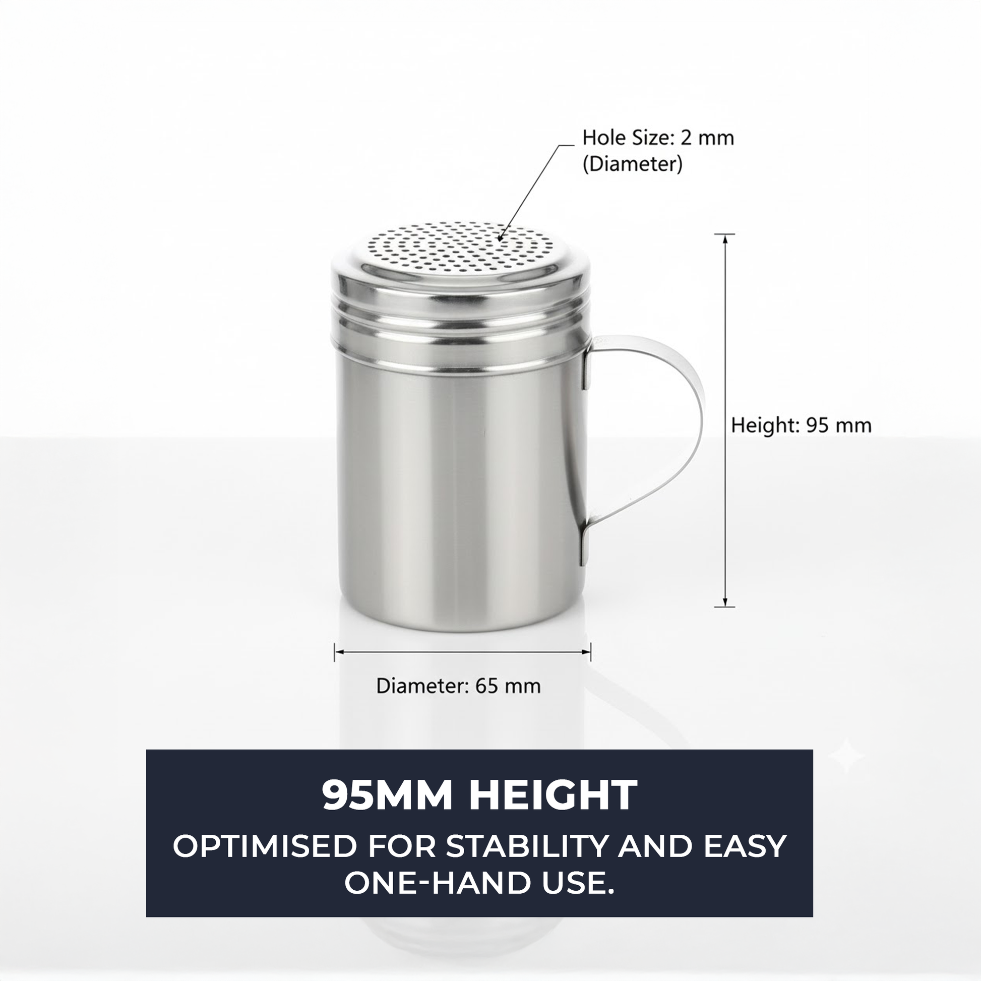 10oz Stainless Steel Flour & Sugar Dredger with Handle and Perforated Lid - Premium Kitchen from Chabrias Ltd - Just £7.99! Shop now at Chabrias Ltd