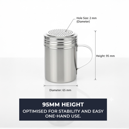 10oz Stainless Steel Flour & Sugar Dredger with Handle and Perforated Lid - Premium Kitchen from Chabrias Ltd - Just £7.99! Shop now at Chabrias Ltd