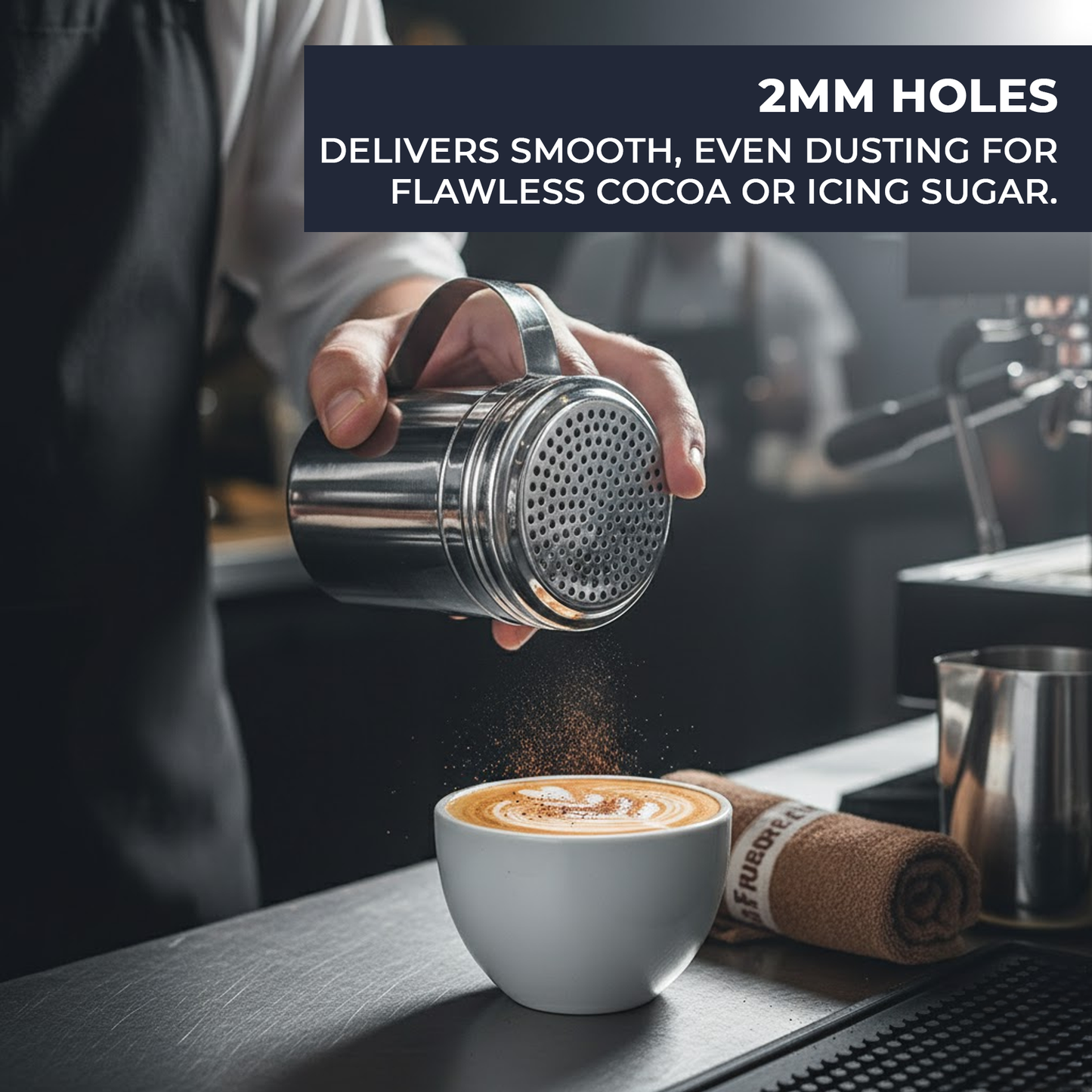 10oz Stainless Steel Flour & Sugar Dredger with Handle and Perforated Lid - Premium Kitchen from Chabrias Ltd - Just £7.99! Shop now at Chabrias Ltd