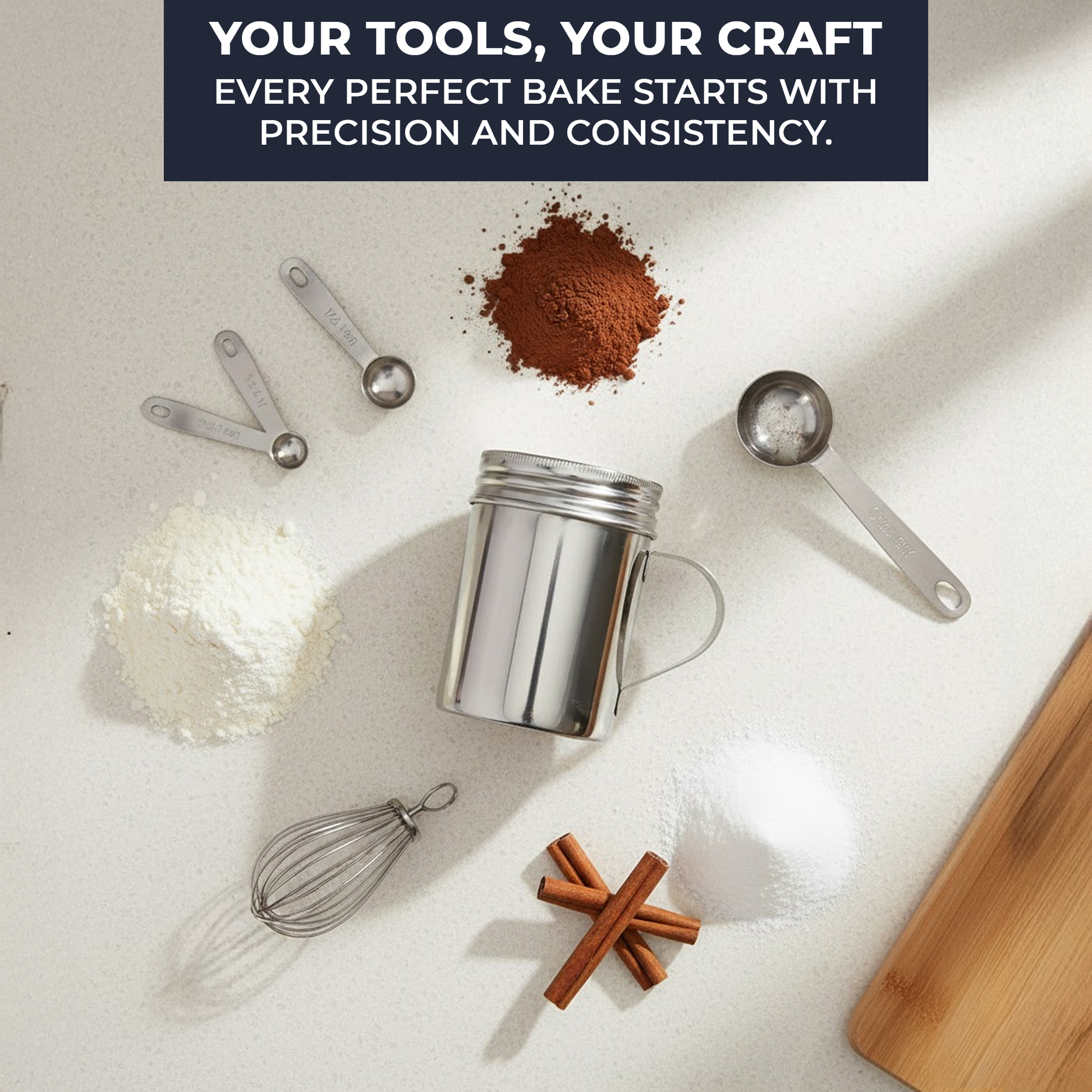 10oz Stainless Steel Flour & Sugar Dredger with Handle and Perforated Lid - Premium Kitchen from Chabrias Ltd - Just £7.99! Shop now at Chabrias Ltd