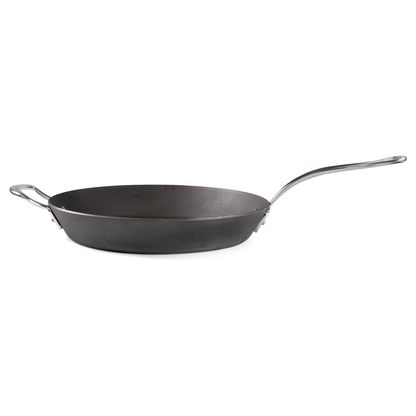 Samuel Groves 12 inch seasoned carbon steel frying pan 30cm UK made induction compatible profile view
