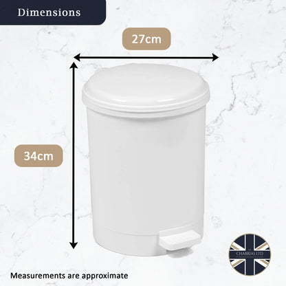 Plastic Pedal Bin, White, 6L (x6) - Premium Home from Chabrias Ltd - Just £94.99! Shop now at Chabrias Ltd