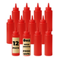 12-pack red 250ml squeeze bottles for sauces and condiments