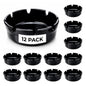 4" Black Melamine Ashtray 12 Pack – Durable 8 Notch Design