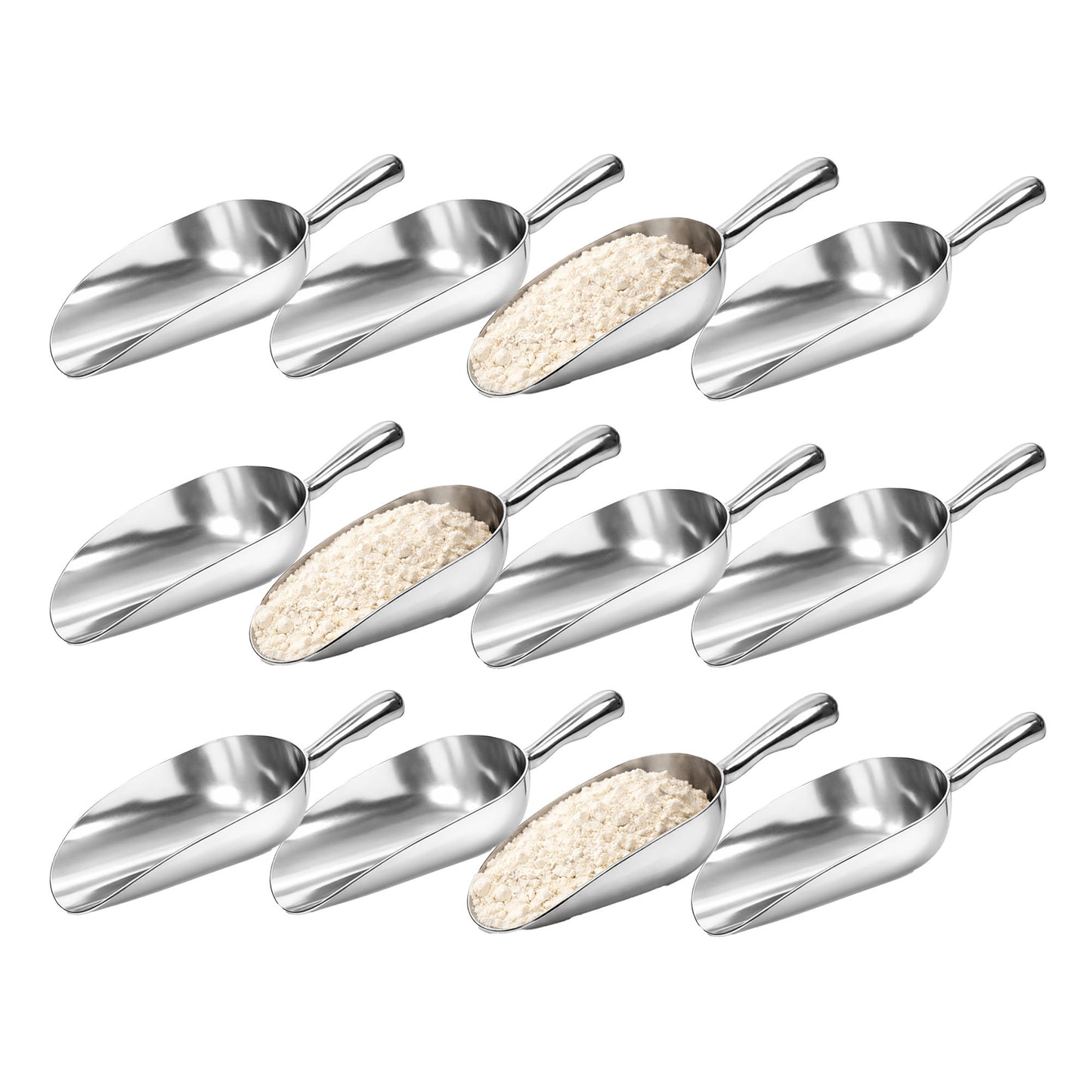 Multipurpose Aluminium Metal Scoops Set for Dry Goods - Sturdy Kitchen Scoops in Different Sizes
