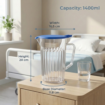 1400ml water jug with antibacterial lid outdoor use UK made polycarbonate reusable dishwasher safe

