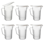 pack of 6 bedside water jugs 1400ml with antibacterial lids in care home setting durable polycarbonate for hospital and elderly use
