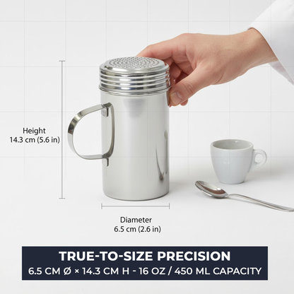 16 oz Stainless Steel Flour & Sugar Dredger with Handle and Perforated Lid - Premium Home from Chabrias Ltd - Just £7.99! Shop now at Chabrias Ltd