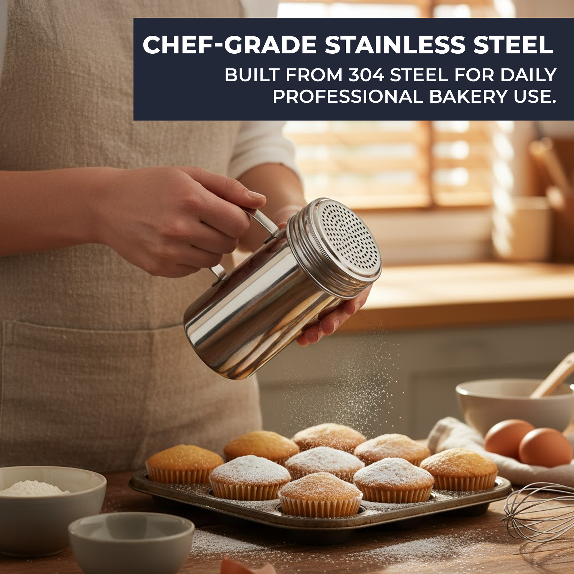 16 oz Stainless Steel Flour & Sugar Dredger with Handle and Perforated Lid - Premium Home from Chabrias Ltd - Just £7.99! Shop now at Chabrias Ltd
