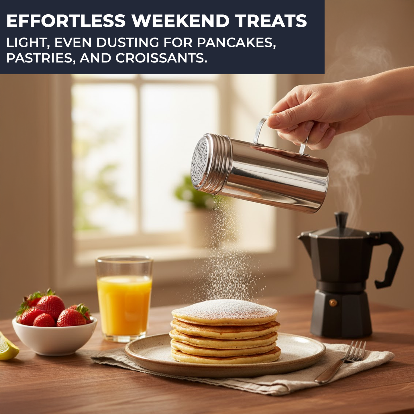 16 oz Stainless Steel Flour & Sugar Dredger with Handle and Perforated Lid - Premium Home from Chabrias Ltd - Just £7.99! Shop now at Chabrias Ltd