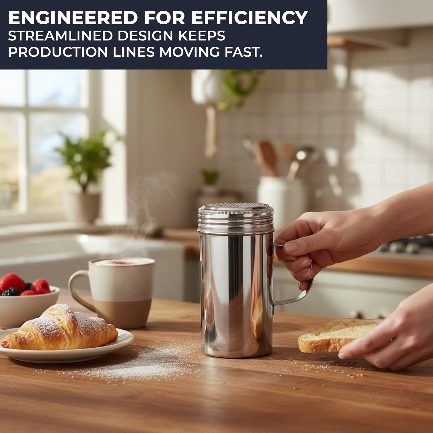 16 oz Stainless Steel Flour & Sugar Dredger with Handle and Perforated Lid - Premium Home from Chabrias Ltd - Just £7.99! Shop now at Chabrias Ltd