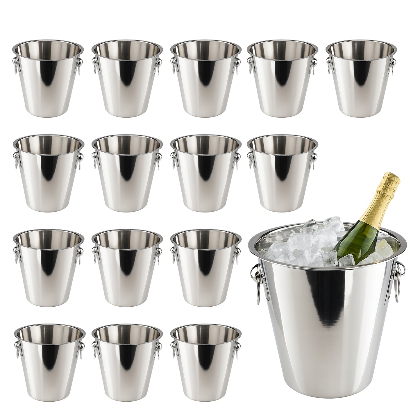 Stainless Steel 5 Litre Ice Bucket - 16 Pack - Sleek Metal Design for Wine, Champagne & Beverages - Premium Kitchen from Chabrias Ltd - Just £129.99! Shop now at Chabrias Ltd