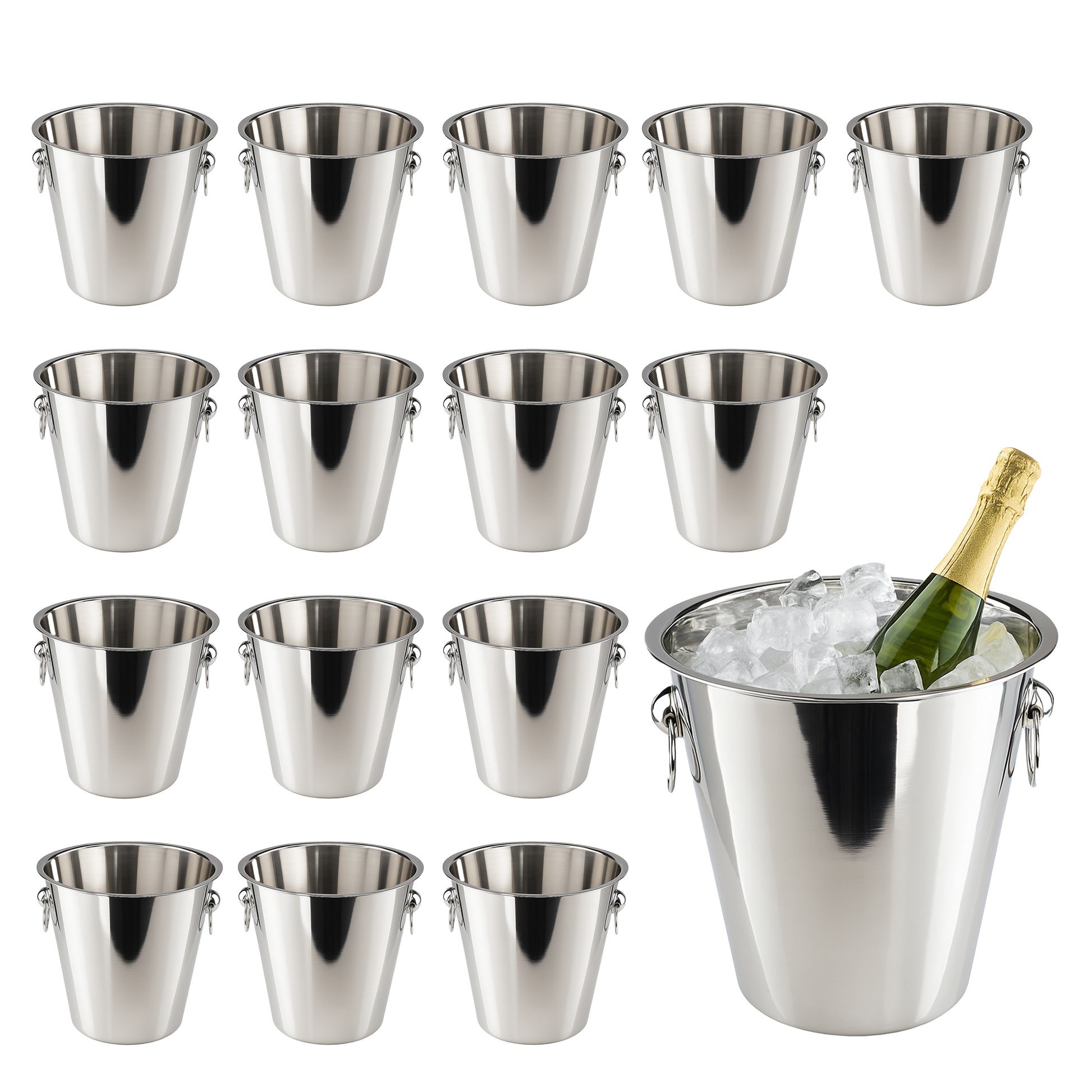 Stainless Steel 5 Litre Ice Bucket - 16 Pack - Sleek Metal Design for Wine, Champagne & Beverages - Premium Kitchen from Chabrias Ltd - Just £129.99! Shop now at Chabrias Ltd