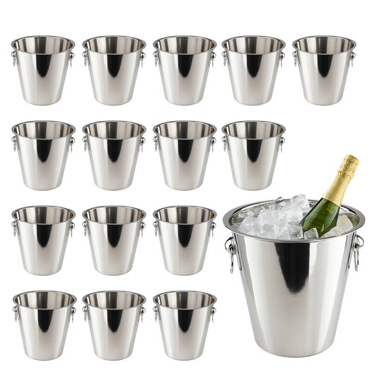 Stainless Steel 5 Litre Ice Bucket - 16 Pack - Sleek Metal Design for Wine, Champagne & Beverages - Premium Kitchen from Chabrias Ltd - Just £129.99! Shop now at Chabrias Ltd