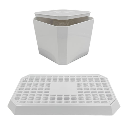 Octagonal Plastic Ice Bucket & Drip Tray White - Premium Home from Chabrias Ltd - Just £14.99! Shop now at Chabrias Ltd