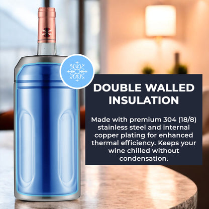 Iceless Wine Cooler & Corkscrew Bottle Opener Set, Stainless Steel Wine & Champagne Chiller