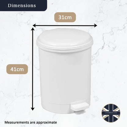 Plastic Pedal Bin, White, 20L - Premium Home from Chabrias Ltd - Just £27.99! Shop now at Chabrias Ltd