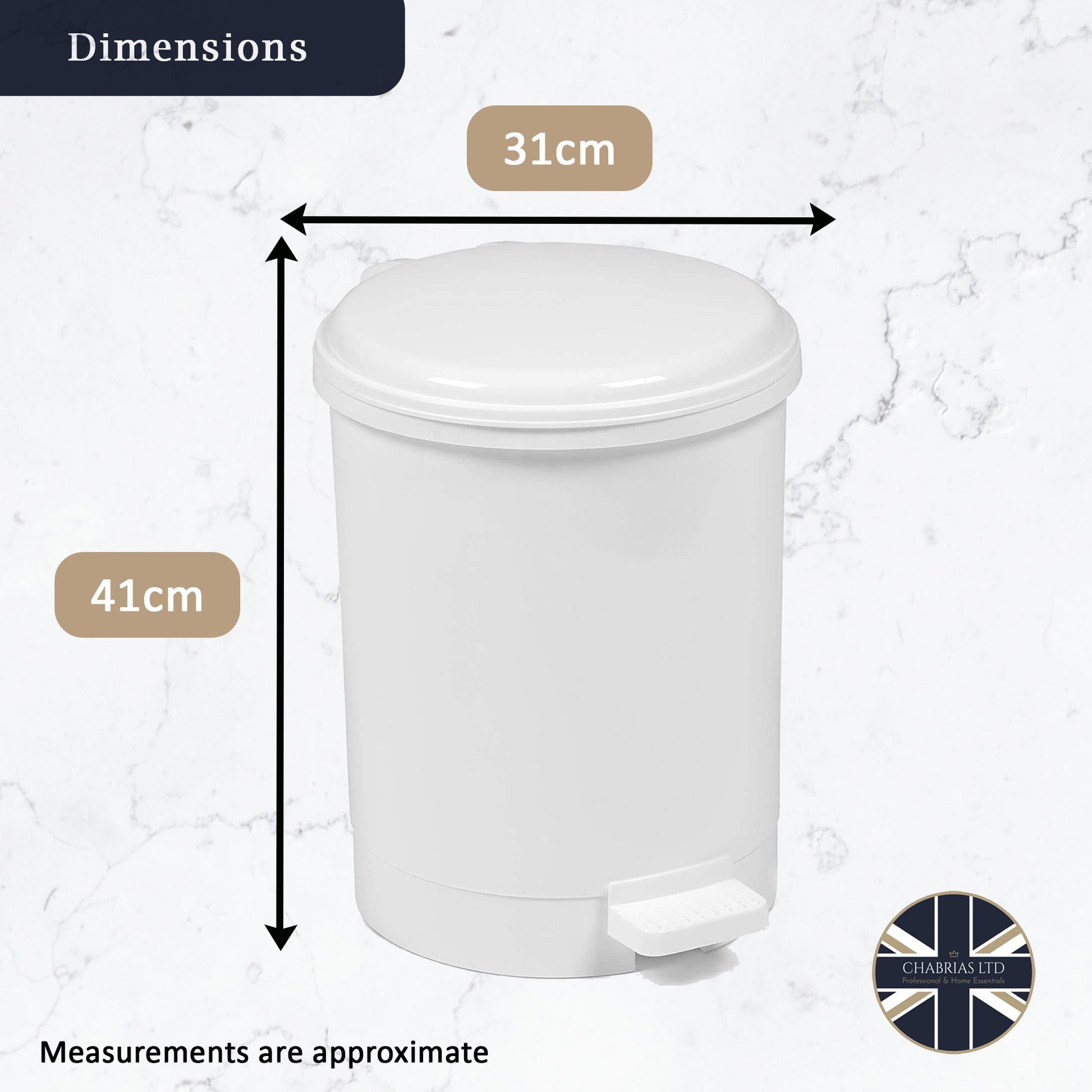 Plastic Pedal Bin, White, 20L (x6) - Premium Home from Chabrias Ltd - Just £159.99! Shop now at Chabrias Ltd