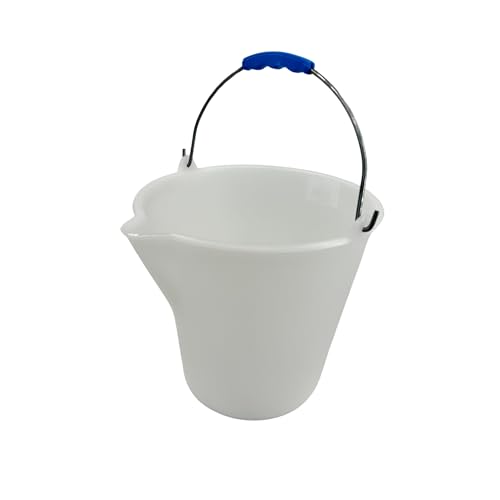 Chabrias Ltd Heavy Duty Plastic Bucket with Handle 12 Litre, White, Cleaning Bucket, Colour Coded Cleaning, Size: 32(H) x35(Dia) cm, Graduated Bucket with Pouring Lip, Professional & Home Use, L571. - Premium Home from Chabrias Ltd - Just £9.60! Shop now at Chabrias Ltd