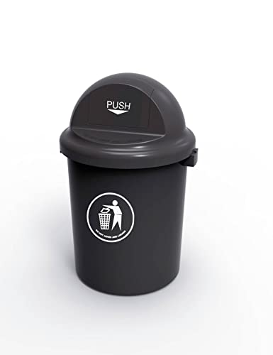 Chabrias Ltd Push Bin Dark Grey Plastic Rubbish Bin Recycling Bin Push Flap Lid Food Waste Heavy-Duty Bin - Premium BISS from Chabrias Ltd - Just £28.49! Shop now at Chabrias Ltd