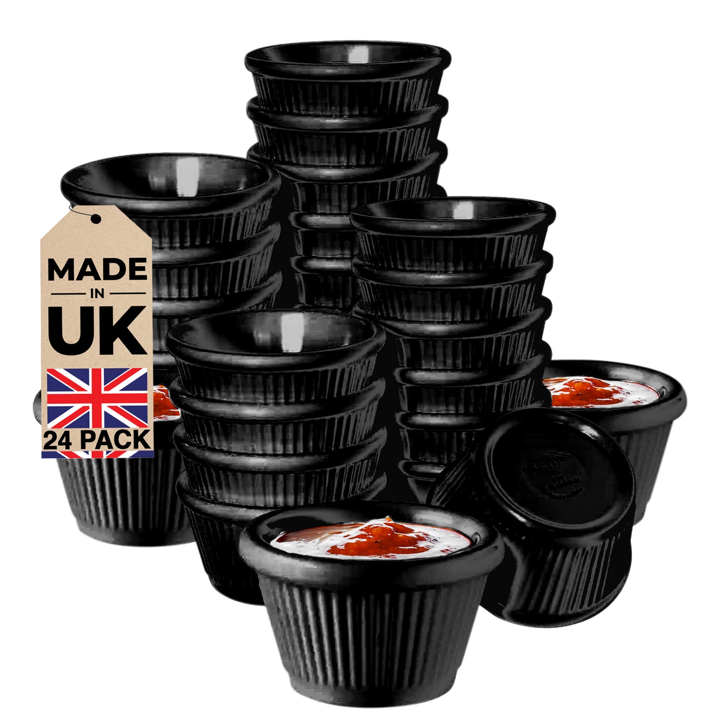Black Fluted Ramekins 1oz, 1.5oz, 2oz - Made in UK - Premium Ramekin from Chabrias Ltd - Just £11.99! Shop now at Chabrias Ltd