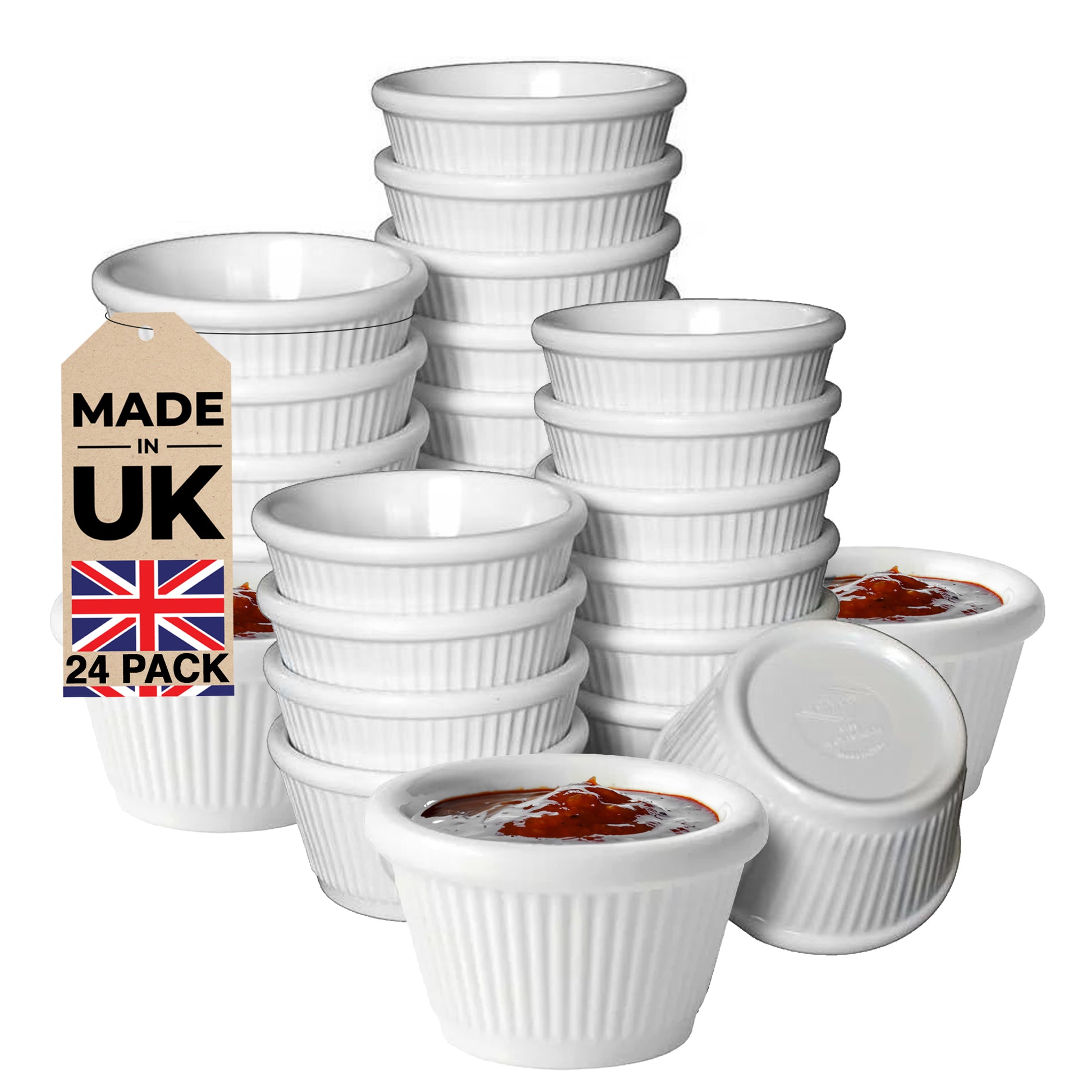 White Fluted Ramekins 1oz, 1.5oz, 2oz - Made in UK - Premium Ramekin from Chabrias Ltd - Just £11.99! Shop now at Chabrias Ltd