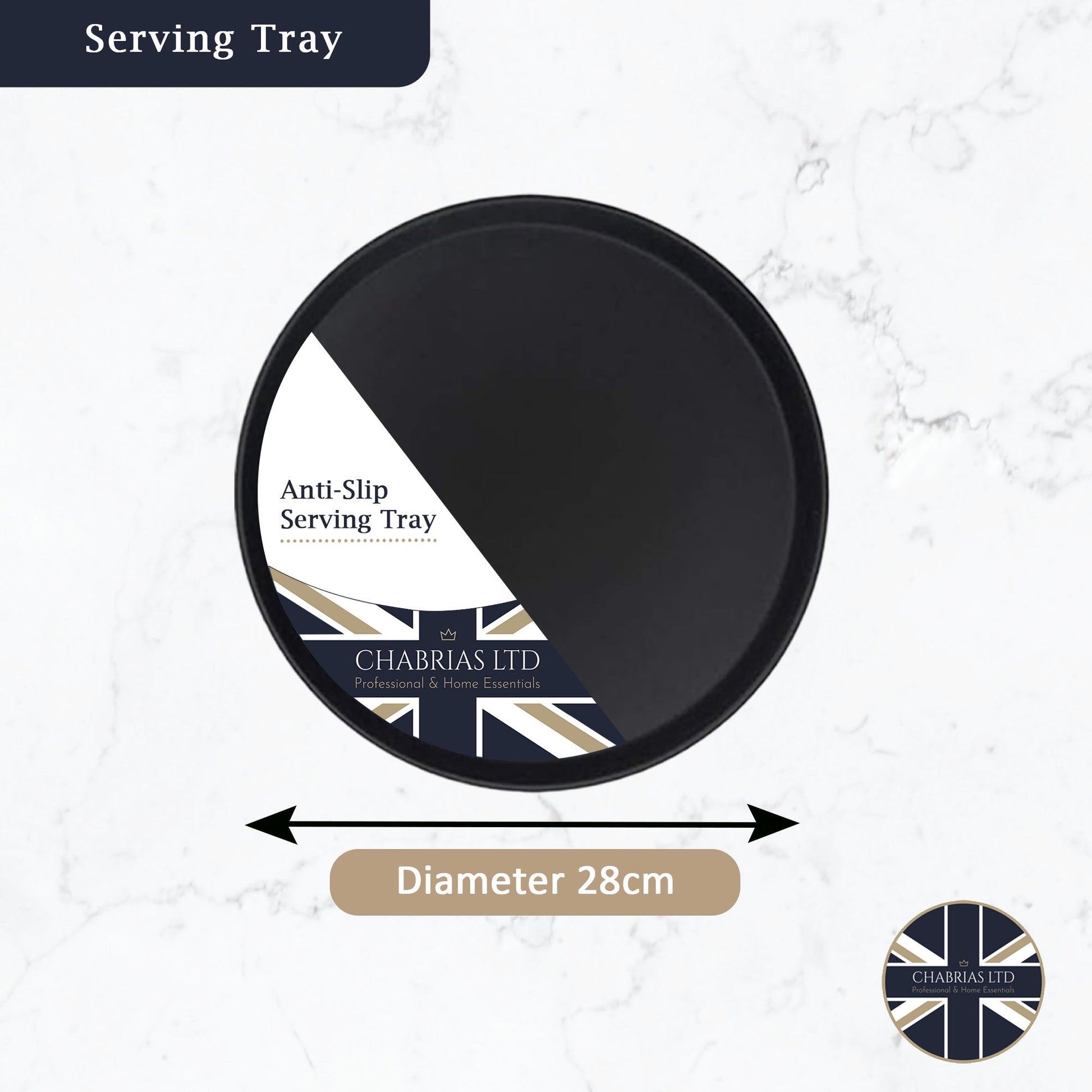 Round Grip Tray Black, 11 Inch (12 pack) - Premium Barware from Chabrias Ltd - Just £58.99! Shop now at Chabrias Ltd