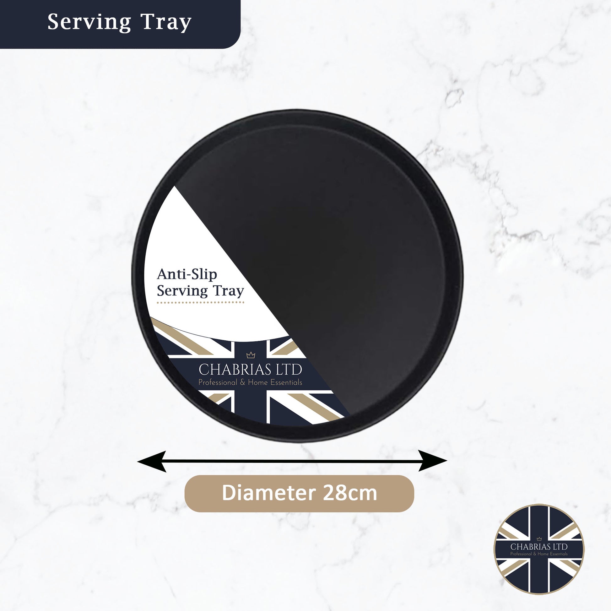 Round Grip Tray Black, 11 Inch - Premium Barware from Chabrias Ltd - Just £5.99! Shop now at Chabrias Ltd
