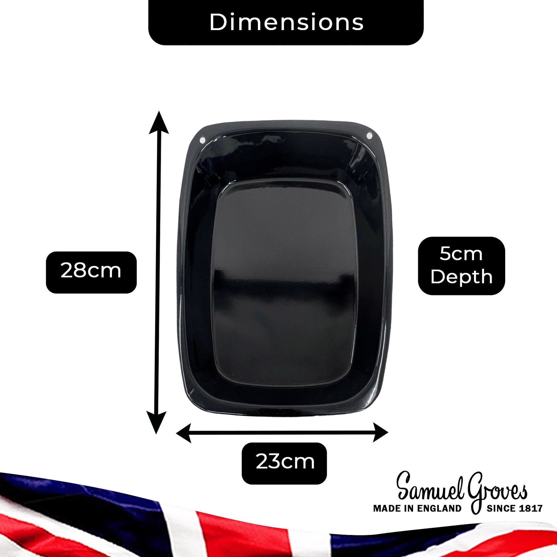 Samuel Groves 2X 28cm Vitreous Enamel Roasting Pan, Made in England by Chabrias LTD, Black, GBB047594/2 - Premium Home from Chabrias Ltd - Just £16.99! Shop now at Chabrias Ltd