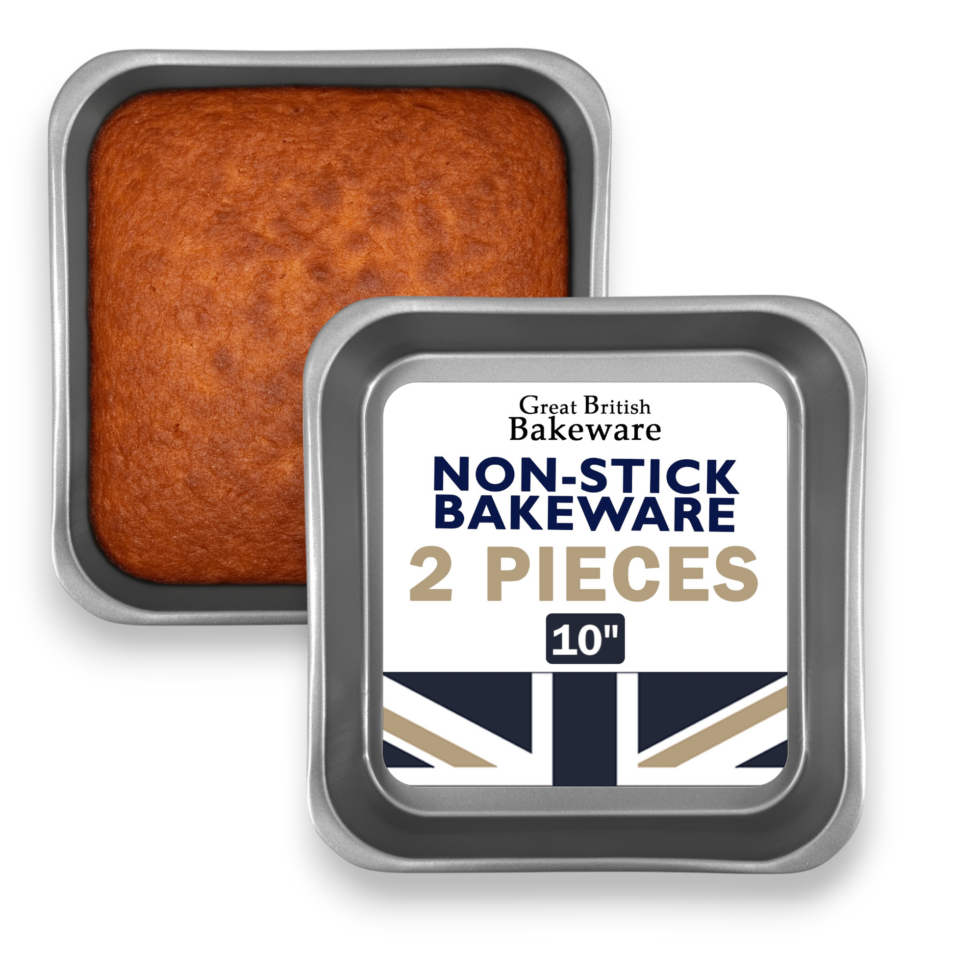 Non-Stick Square Sandwich Cake Tin, 10" (2 Piece) - Premium Kitchen from Chabrias Ltd - Just £13.99! Shop now at Chabrias Ltd