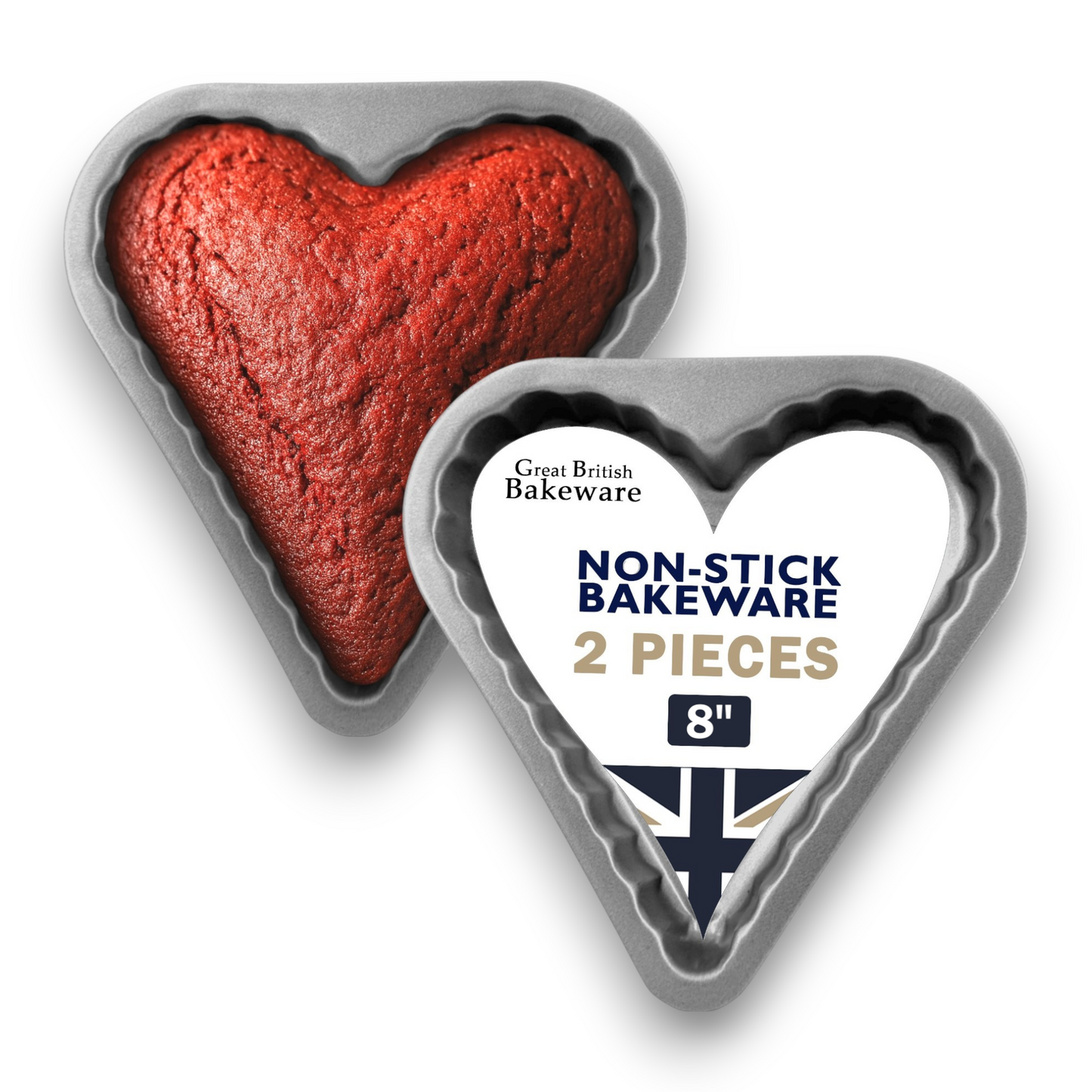 Non-Stick Heart Sandwich Cake Tin, 8" (2 Piece) - Premium Home from Chabrias Ltd - Just £9.99! Shop now at Chabrias Ltd