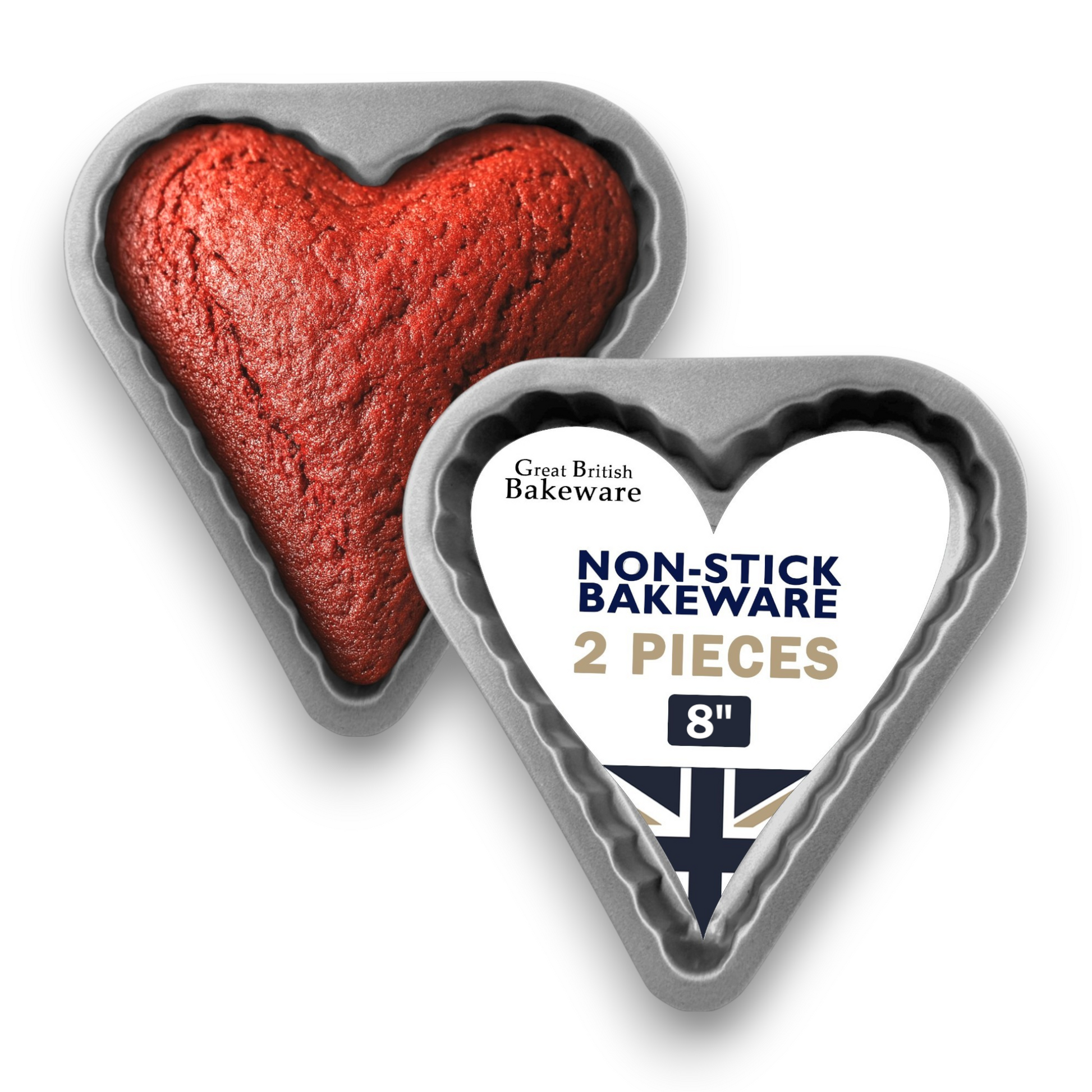 Non-Stick Heart Sandwich Cake Tin, 8" (2 Piece) - Premium Home from Chabrias Ltd - Just £9.99! Shop now at Chabrias Ltd