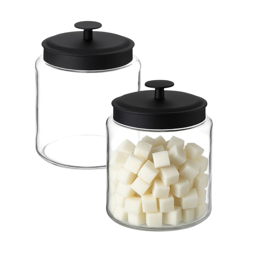 Montana Glass Jar with Matte Black Sealed Lid, 64oz (2 pack) - Premium Home from Chabrias Ltd - Just £29.99! Shop now at Chabrias Ltd