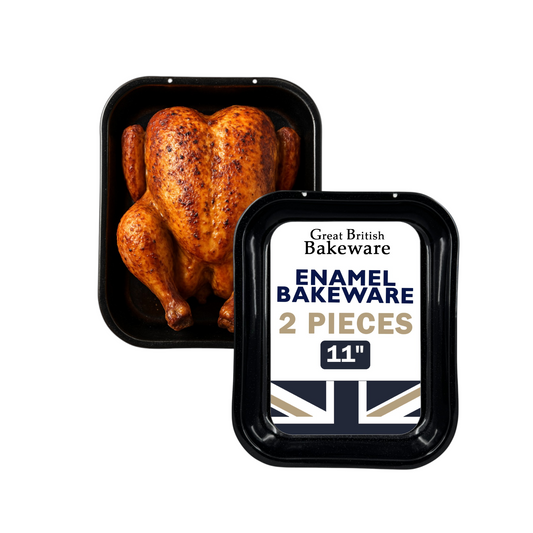 Vitreous Enamel Roasting Tray, Small, 28cm (2 piece) - Premium Home from Chabrias Ltd - Just £16.99! Shop now at Chabrias Ltd