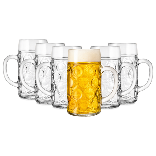 2 Pint German Beer Stein Glass – Dimpled Beer Mug Oktoberfest Glass - Made in Italy