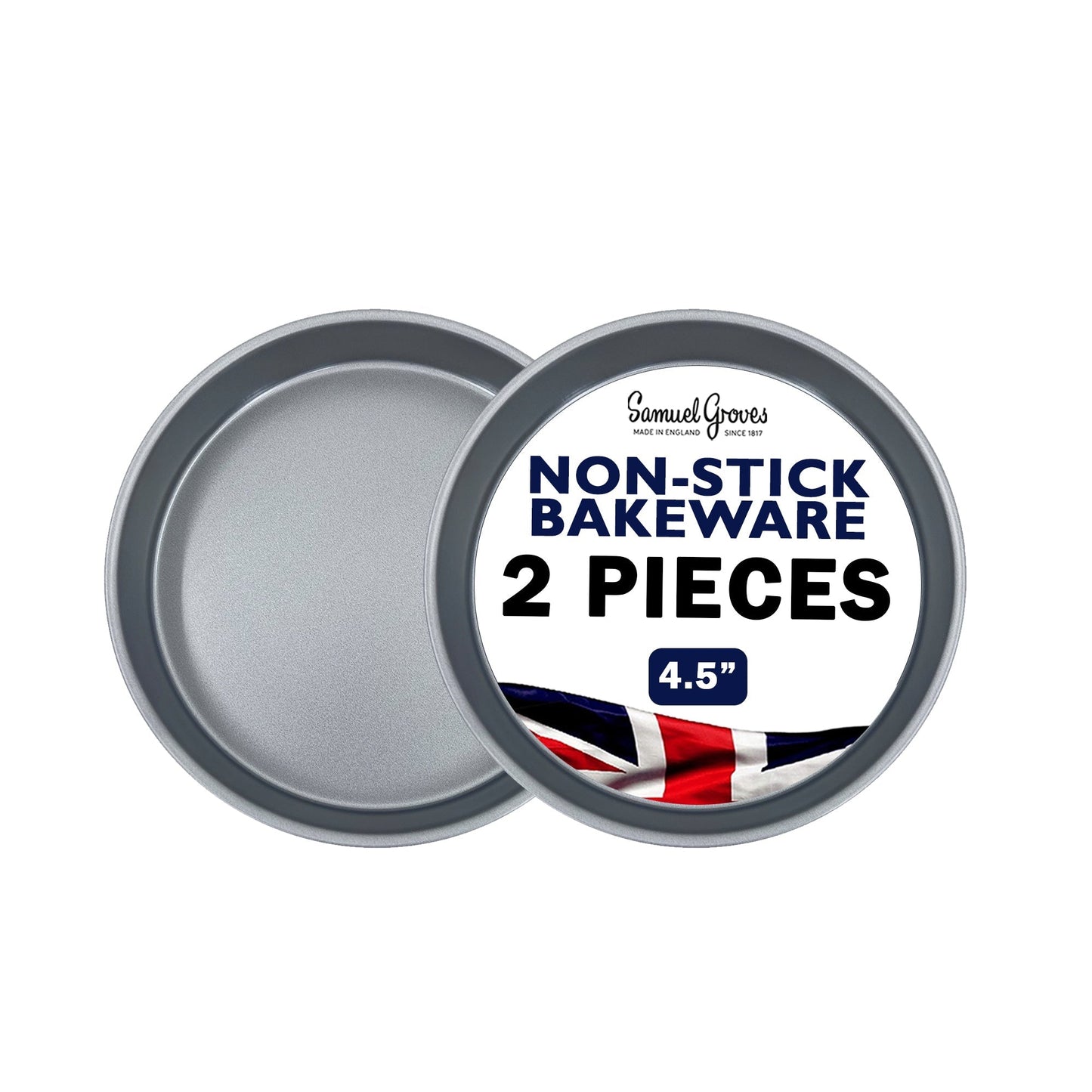 Samuel Groves Deep Pie Tin 2X 4.5” (11.5cm) Individual Superior Double Coated Non Stick Made in England - Premium Kitchen from Chabrias Ltd - Just £8.99! Shop now at Chabrias Ltd