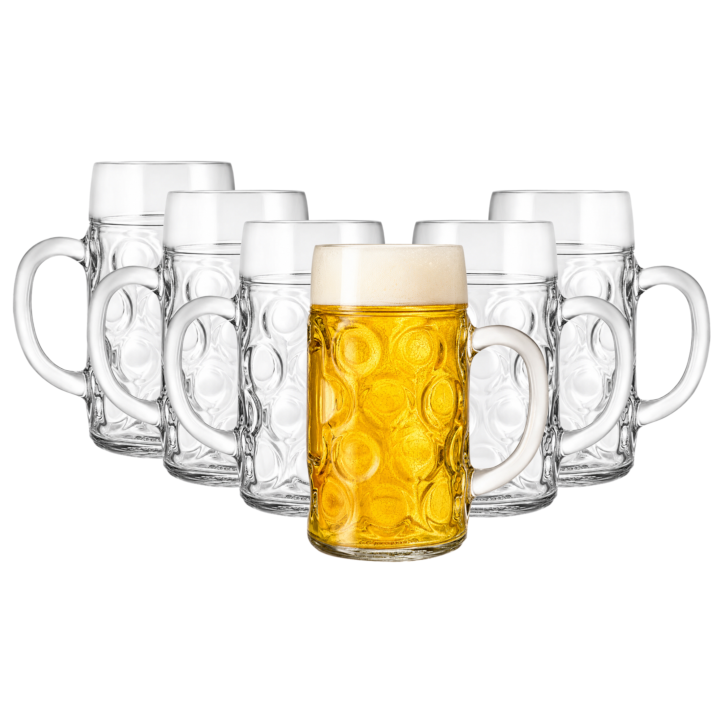 2 Pint German Beer Stein Glass – Dimpled Beer Mug Oktoberfest Glass - Made in Italy