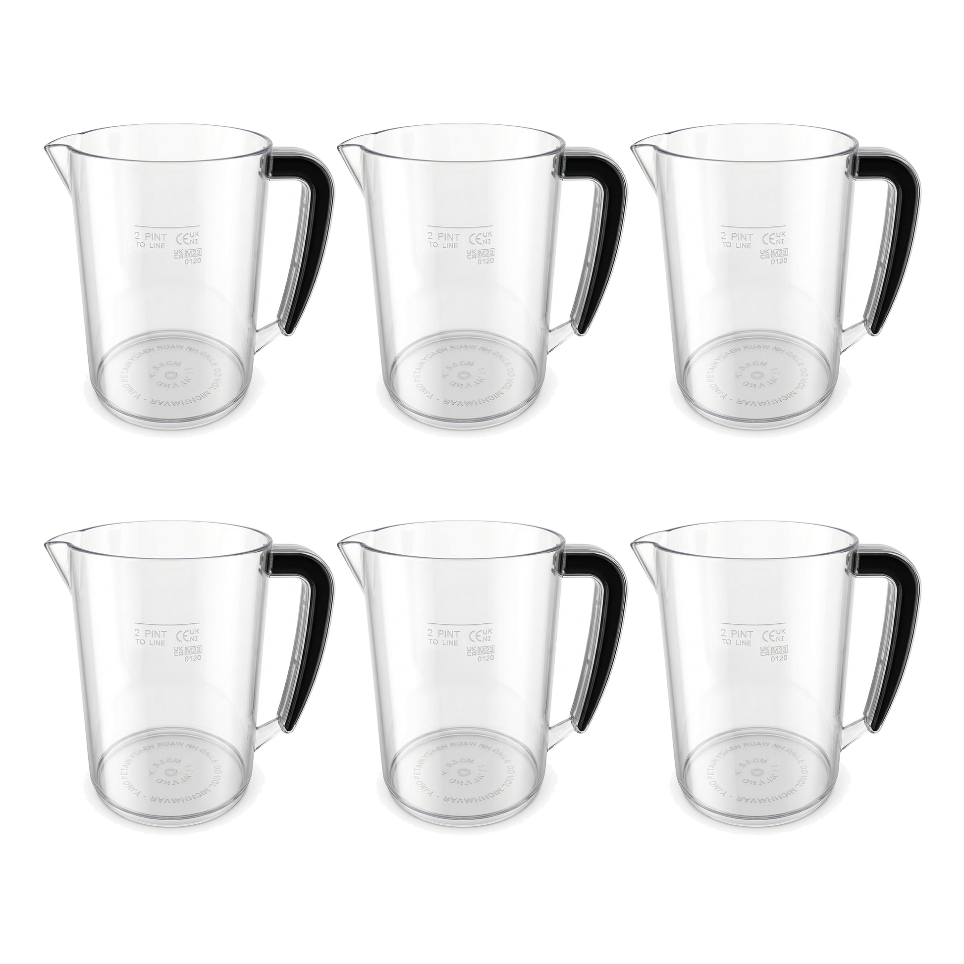 bulk 2 pint plastic jugs 6 pack catering drink pitchers polycarbonate UK