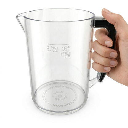 2 pint plastic jug side angle clear handle spout single