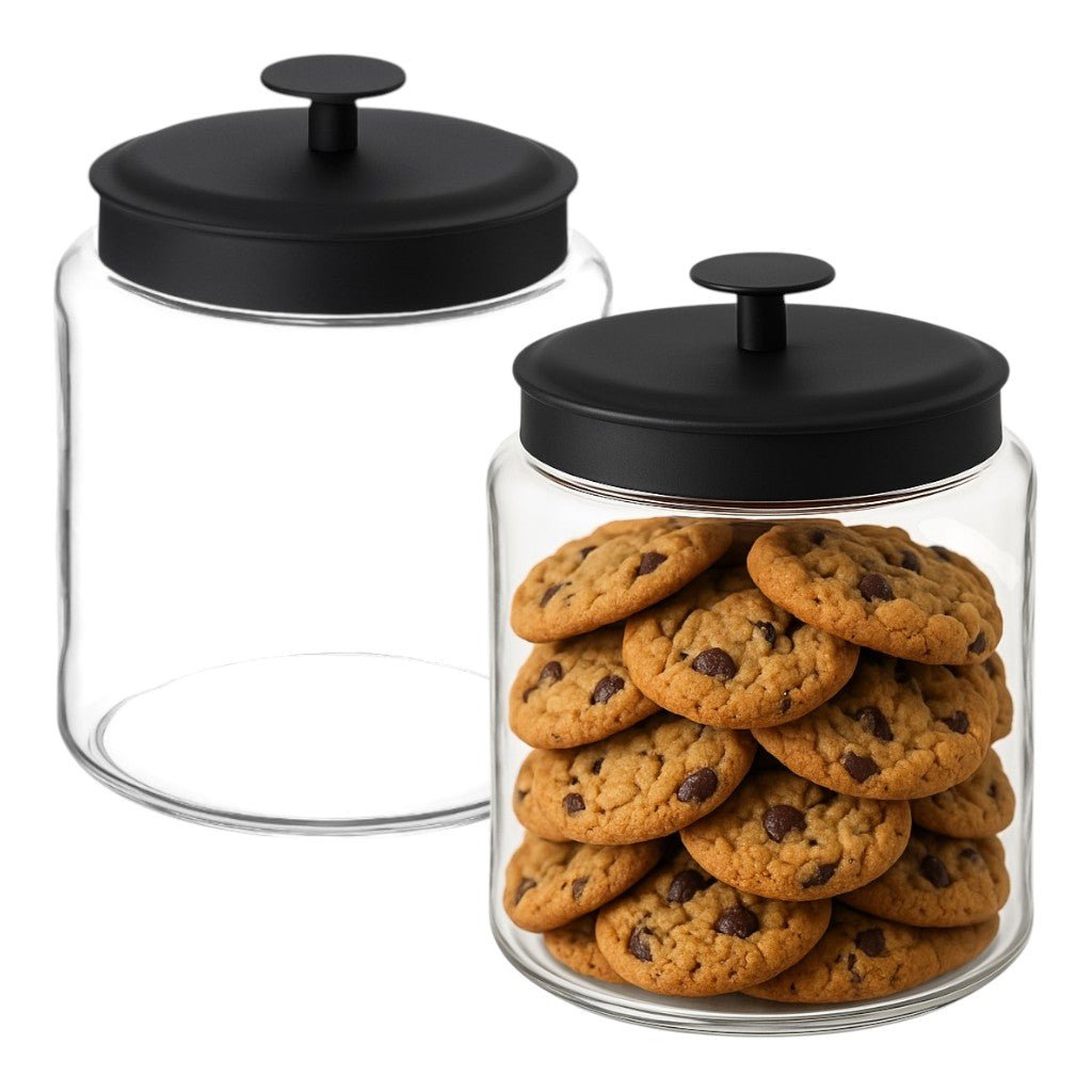 Montana Glass Jar with Matte Black Sealed Lid, 96oz (2 pack) - Premium Home from Chabrias Ltd - Just £49.99! Shop now at Chabrias Ltd