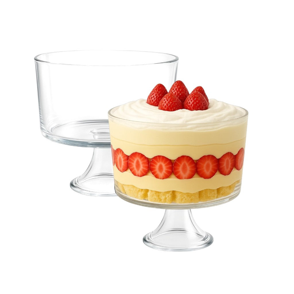 Footed Trifle Bowl Thick Glass, 2L (2 pack) - Premium Kitchen from Chabrias Ltd - Just £39.99! Shop now at Chabrias Ltd