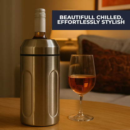 Iceless Wine Cooler & Corkscrew Bottle Opener Set, Stainless Steel Wine & Champagne Chiller