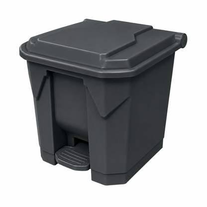 Grey 30 litre foot pedal bin with lid for hygienic waste disposal