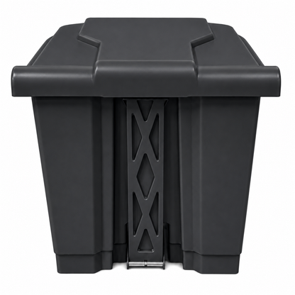 Grey hands-free waste bin with step-on pedal and fitted odour control lid