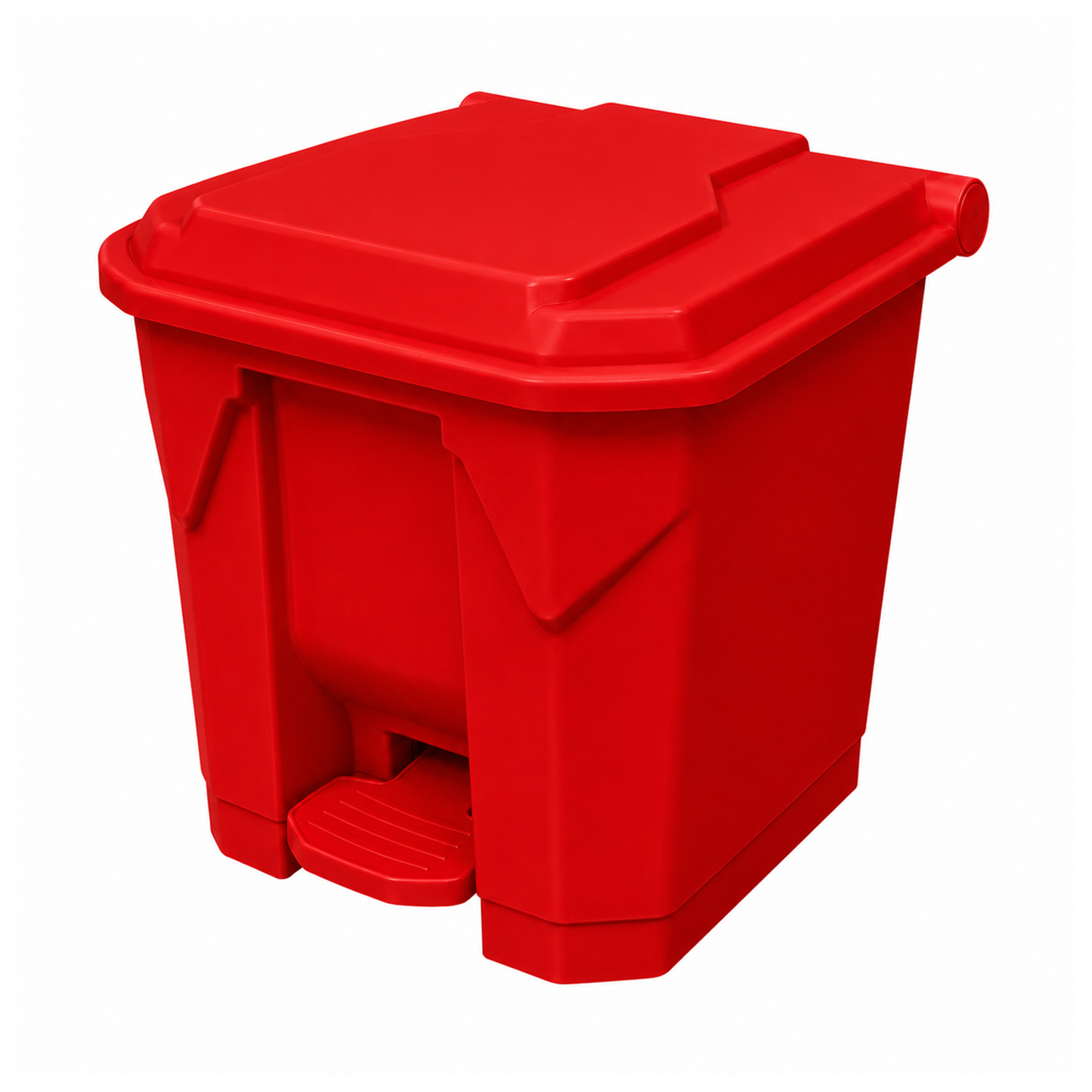 Red 30 litre foot pedal bin with lid for hygienic waste disposal