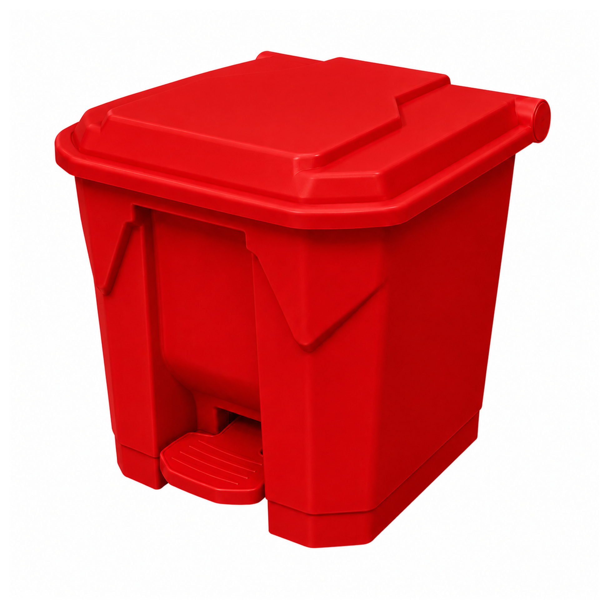Red 30 litre foot pedal bin with lid for hygienic waste disposal