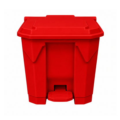 30L red step-on pedal waste bin for kitchen office and clinical use