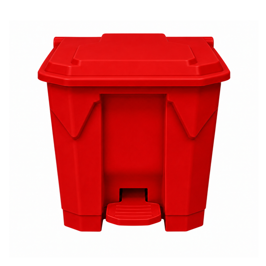 30L red step-on pedal waste bin for kitchen office and clinical use