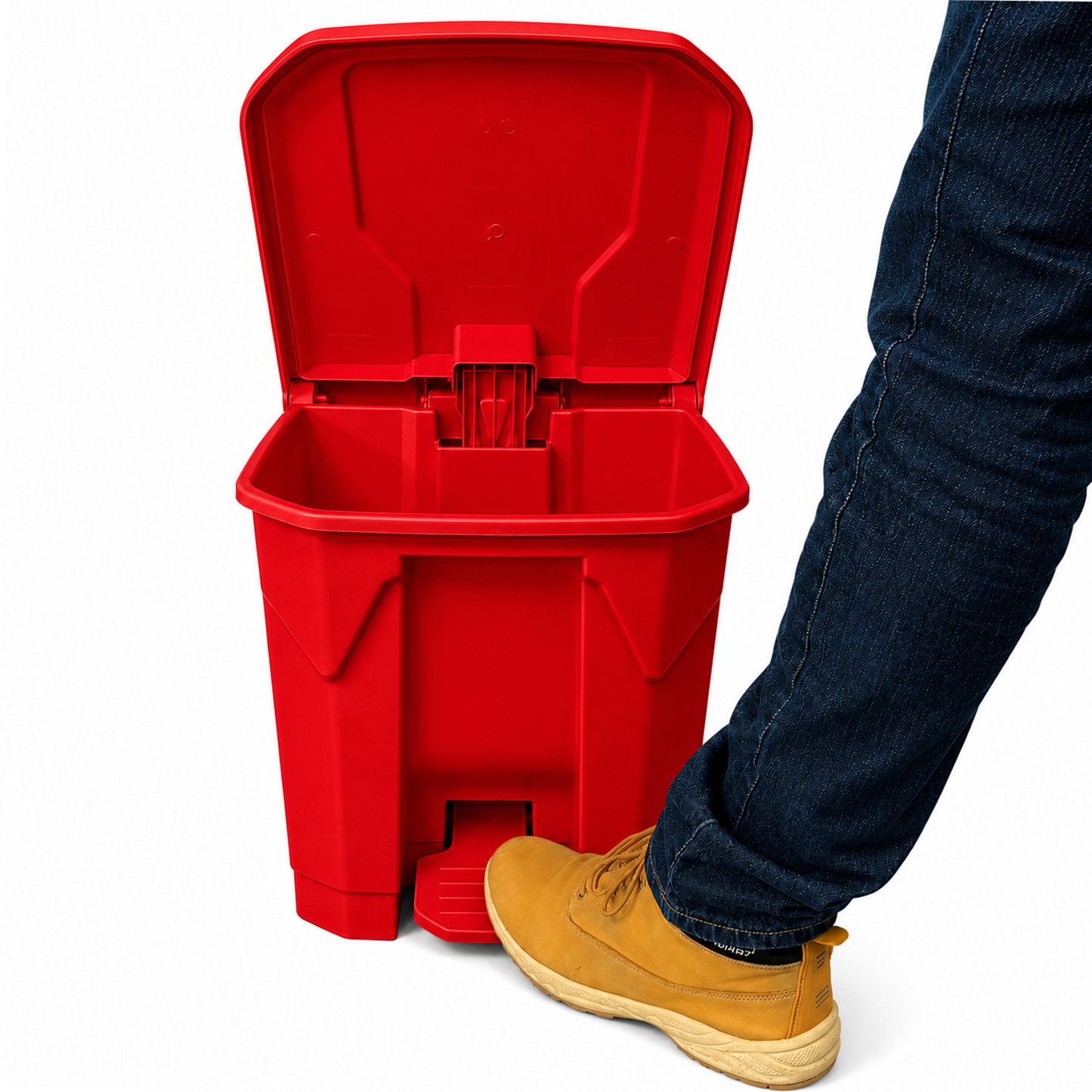 Red clinical style waste bin for GP surgeries dental clinics and washrooms